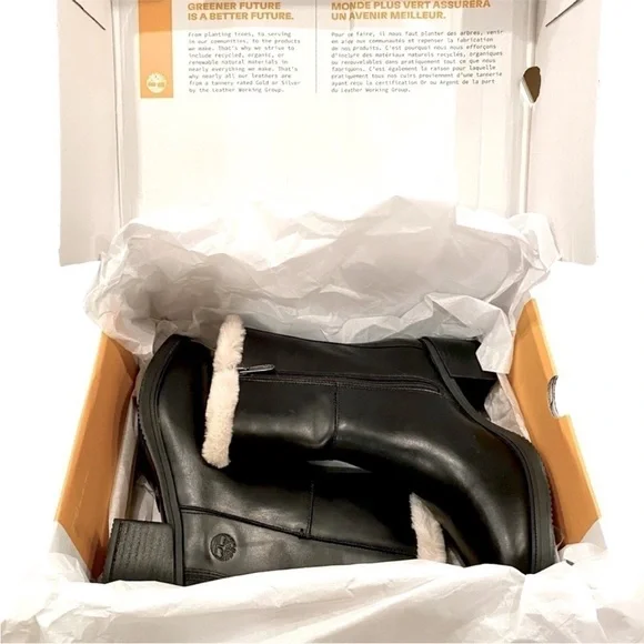 NIB Timberland Boots Dalston Vibe Faux Fur Lined Bootie Black Size 8 Brand New - Picture 3 of 16